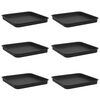 vidaXL Plateau carr&eacute; &agrave; fleurs 6 pc Noir 25,5 x 25,5 x 2,5 cm Plastique