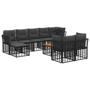 vidaXL Ensemble de canap&eacute;s d'ext&eacute;rieur 10 pcs Noir et Gris fonc&eacute;