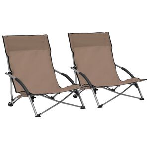 vidaXL Chaises pliantes 2 pi&egrave;ces en tissu taupe