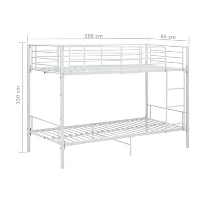 vidaXL Lit superposé sans matelas blanc métal 90x200 cm