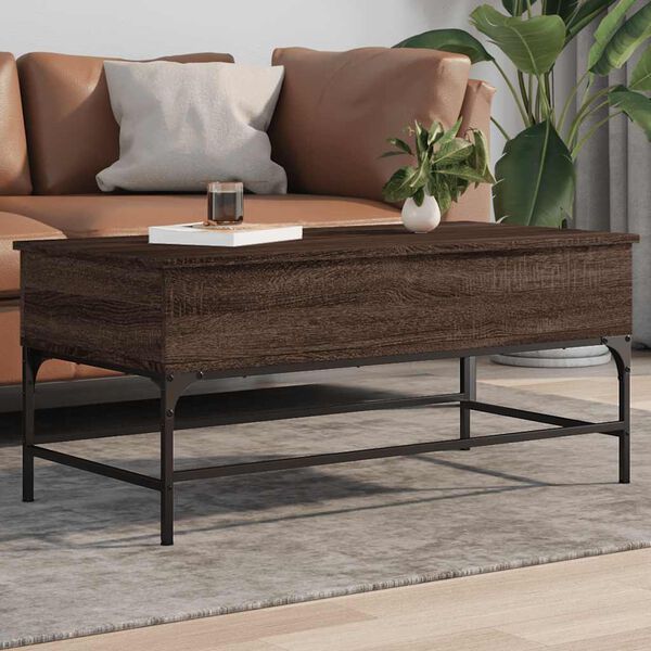 vidaXL Table basse chêne marron 100x50x45cm bois d'ingénierie et métal