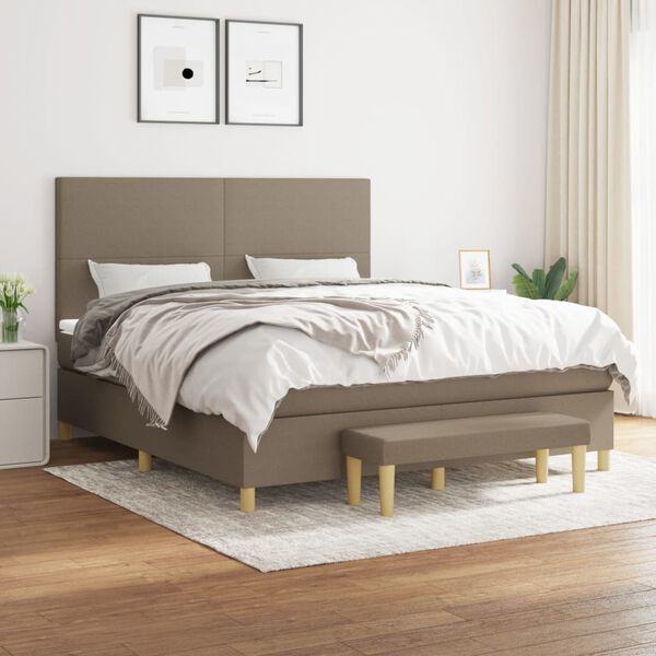 vidaXL Sommier &agrave; lattes de lit avec matelas Taupe 160x200 cm Tissu
