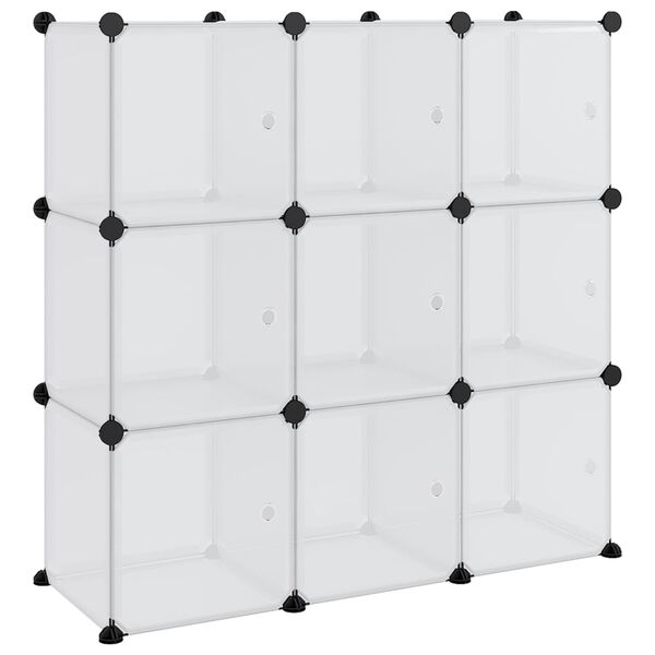 vidaXL Organiseur de rangement en cube avec 9 cubes et portes en PP transparent