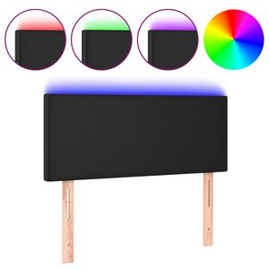 vidaXL T&ecirc;te de lit &agrave; LED Noir 90x5x78/88 cm Similicuir