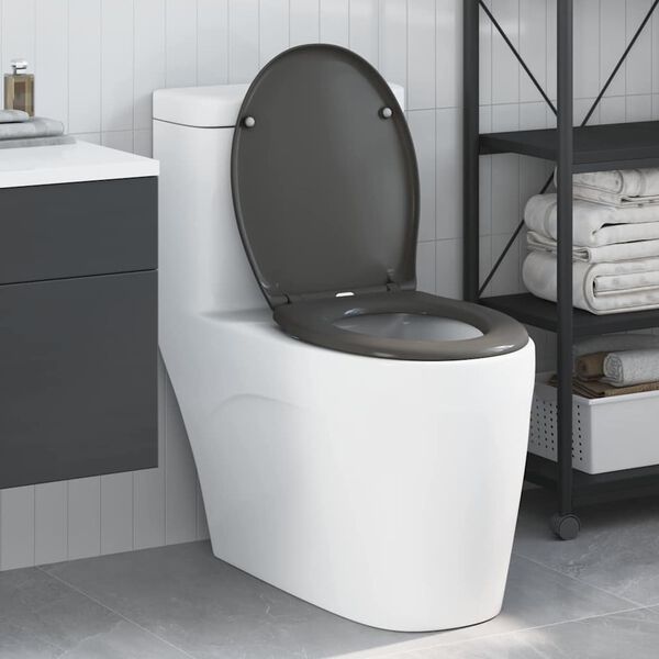 vidaXL Si&egrave;ge de toilette Anthracite 47 x 37 x 4 cm Duroplast