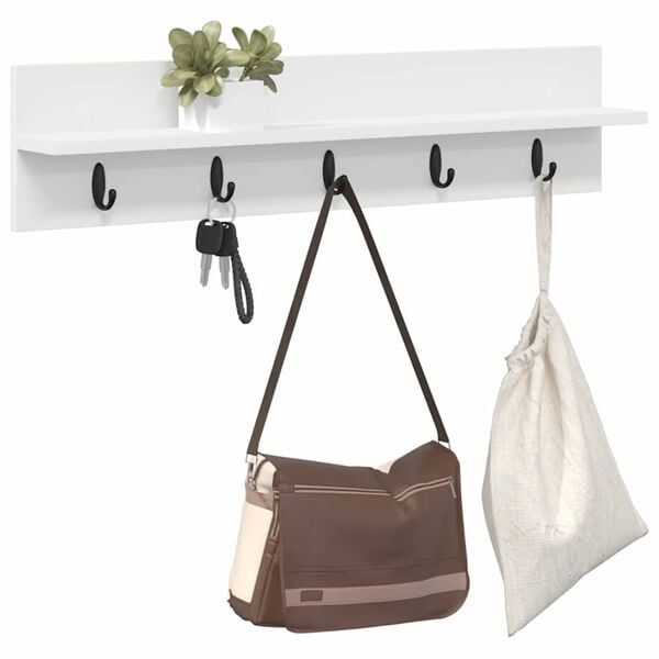 vidaXL Porte-manteau mural Blanc 80 x 10,5 x 18 cm Bois d'ing&eacute;nierie