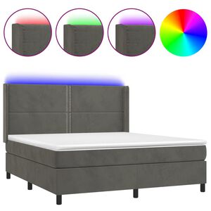 vidaXL Sommier &agrave; lattes de lit matelas et LED Gris fonc&eacute; 160x200 cm