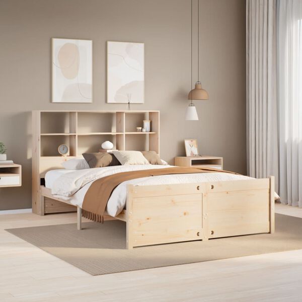 vidaXL Lit biblioth&egrave;que sans matelas 140x190 cm bois de pin massif