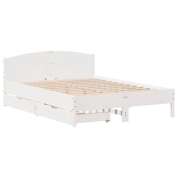 vidaXL Cadre de lit sans matelas blanc 150x200 cm bois de pin massif
