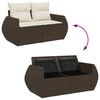 vidaXL Salon de jardin avec coussins 6 pcs marron résine tressée