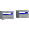 vidaXL Tables de chevet 2 pcs et lumi&egrave;res LED Sonoma gris 60x35x40 cm