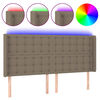 vidaXL T&ecirc;te de lit &agrave; LED Taupe 163x16x118/128 cm Tissu