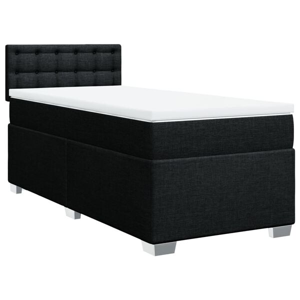 vidaXL Sommier &agrave; lattes de lit avec matelas Noir 90x200 cm Tissu
