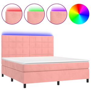 vidaXL Sommier &agrave; lattes de lit matelas et LED Rose 180x200 cm Velours