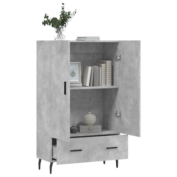 vidaXL Buffet haut gris b&eacute;ton 69,5x31x115 cm bois d'ing&eacute;nierie