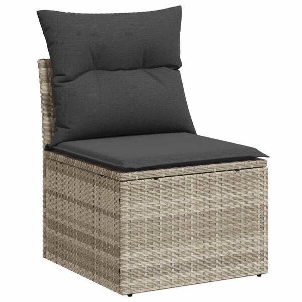 vidaXL Salon de jardin avec coussins 10 pcs gris clair r&eacute;sine tress&eacute;e