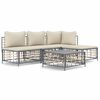 vidaXL Salon de jardin 5 pcs avec coussins anthracite r&eacute;sine tress&eacute;e