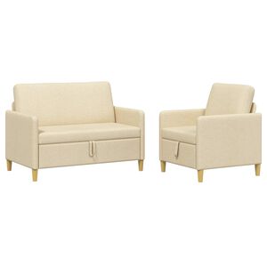vidaXL Canap&eacute; avec rangement 2 pc Cr&egrave;me Polyester