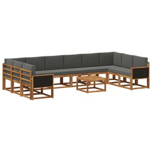 vidaXL Ensemble de canap&eacute;s d'ext&eacute;rieur 11 pcs Naturel et Anthracite