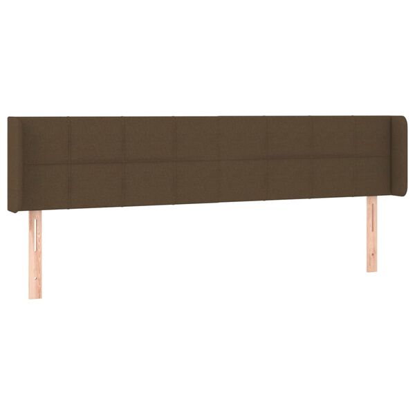 vidaXL T&ecirc;te de lit avec oreilles Marron Fonc&eacute; 183x16x78/88 cm Tissu