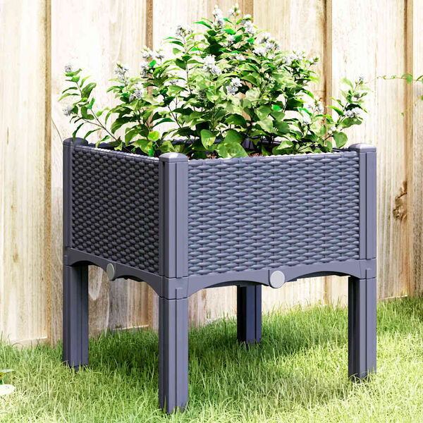 vidaXL Jardinière avec pieds bleu gris 40x40x42 cm PP