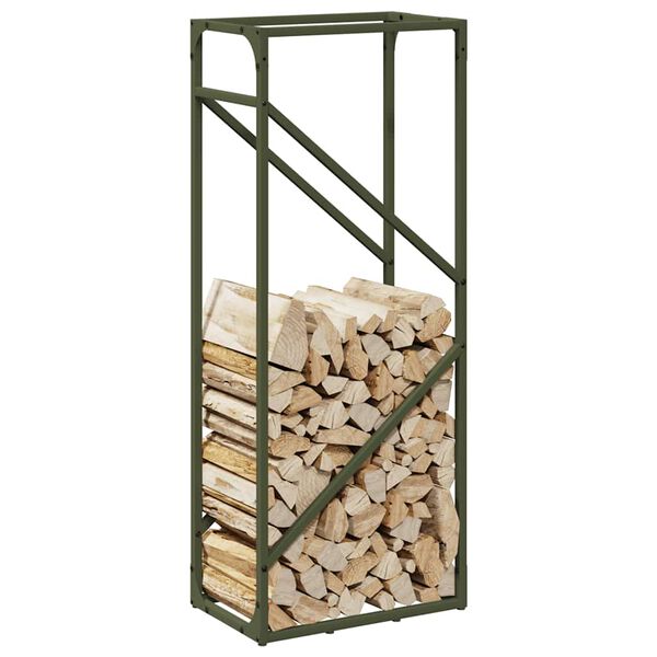 vidaXL Portant de bois chauffage vert olive 40x25x100 cm