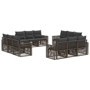 vidaXL Ensemble de canap&eacute; de jardin 12 pc Gris et Gris fonc&eacute; polyrotin