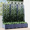 vidaXL Jardini&egrave;re avec treillis bleu gris 120x40x121,5 cm PP