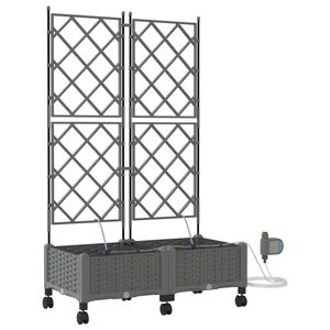 vidaXL Porte-plante de jardin avec irrigation et roues 2 pc Gris clair