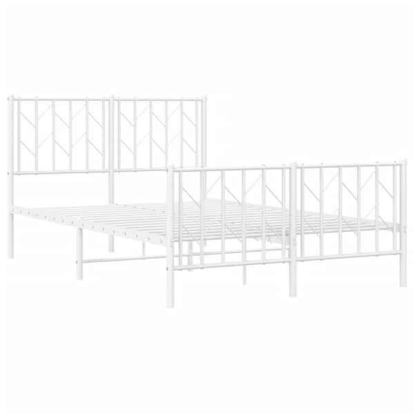 vidaXL Cadre de lit m&eacute;tal sans matelas et pied de lit blanc 120x190 cm