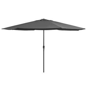 vidaXL Parasol de jardin avec m&acirc;t en m&eacute;tal 390 cm anthracite