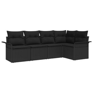 vidaXL Ensemble de canap&eacute; de jardin avec coussin 5 pcs Noir polyrotin