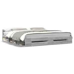 vidaXL Cadre de lit avec tiroirs sans matelas sonoma gris 200x200 cm