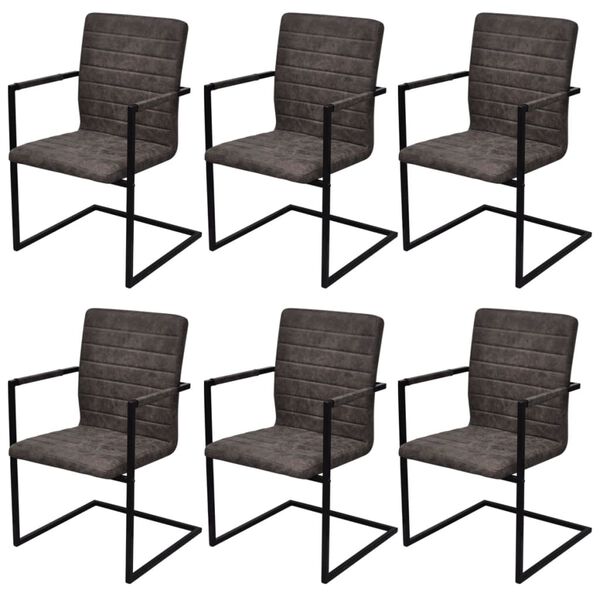 vidaXL Chaises &agrave; manger cantilever lot de 6 marron fonc&eacute; similicuir
