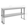 vidaXL Table de travail de cuisine avec &eacute;tag&egrave;re 120x60x150 cm Inox