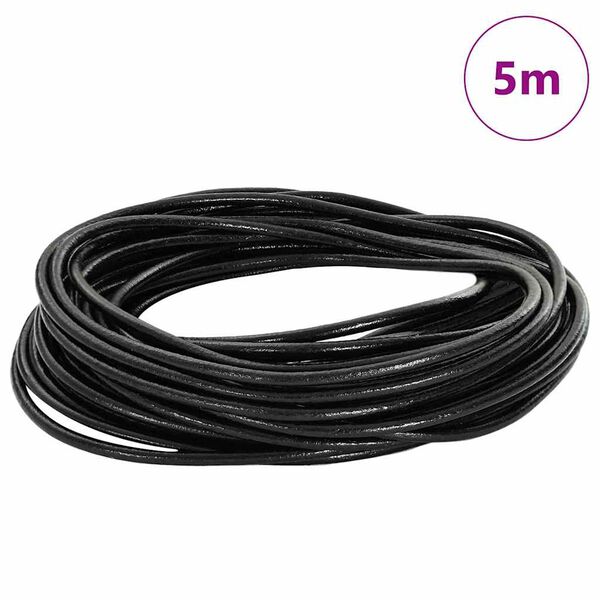 vidaXL Corde en Cuir Noir &Oslash;2,5 mm x 5 m Cuir