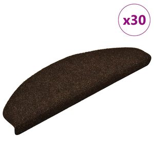 vidaXL Tapis d'escalier auto-adh&eacute;sifs 30 pi&egrave;ces 65 x 21 x 4 cm Marron Demi-rond Grand