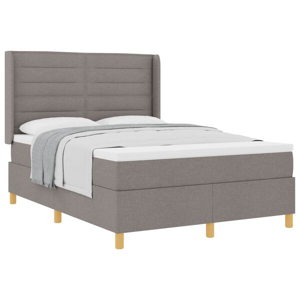 vidaXL Lit &agrave; ressorts avec matelas Taupe 140 x 190 cm tissu