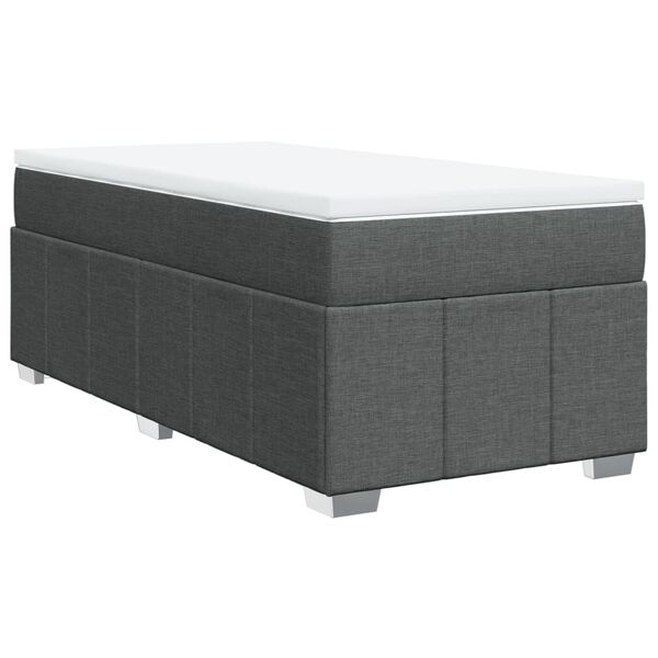 vidaXL Sommier &agrave; lattes de lit avec matelas Gris fonc&eacute; 80x200 cm Tissu