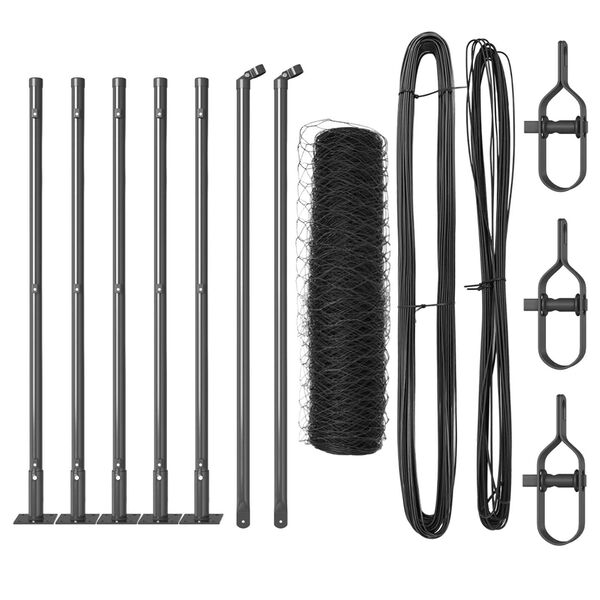 vidaXL Poteau de cl&ocirc;ture. Gris 10 x 0,5 m (maille de 50 mm)