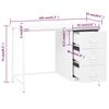 vidaXL Bureau industriel avec tiroirs Blanc 105x52x75 cm Acier