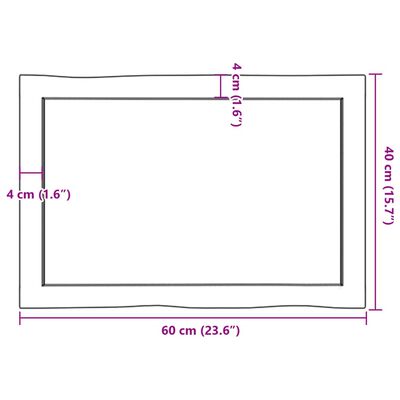 vidaXL Dessus de table bois massif non traité bordure assortie