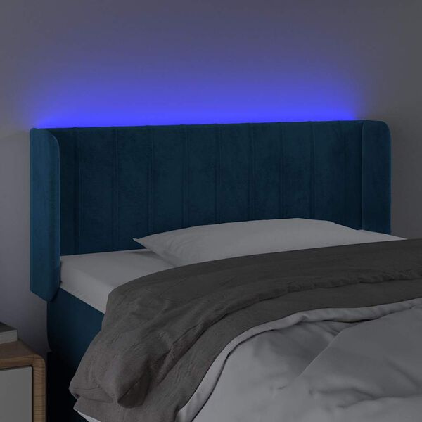 vidaXL T&ecirc;te de lit &agrave; LED Bleu fonc&eacute; 83x16x78/88 cm Velours