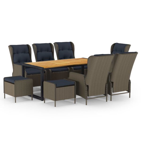 vidaXL Ensemble &agrave; manger de jardin 9 pcs Marron