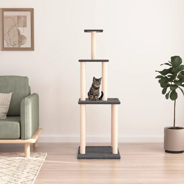 vidaXL Arbre à chat avec griffoirs en sisal gris foncé 149 cm