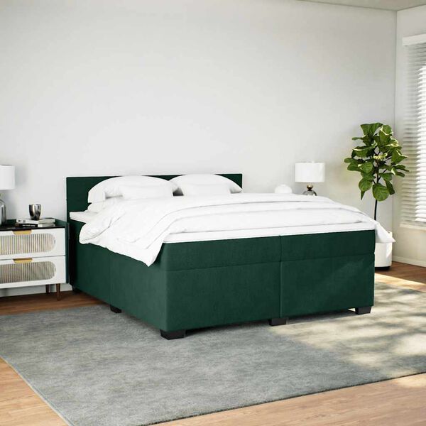 vidaXL Sommier &agrave; lattes de lit et matelas Vert fonc&eacute; 200x200cm Velours