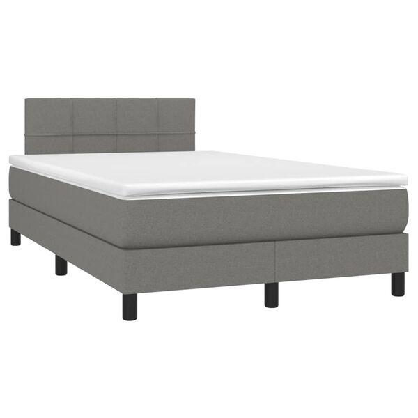 vidaXL Sommier &agrave; lattes de lit avec matelas gris fonc&eacute; 120x190cm tissu