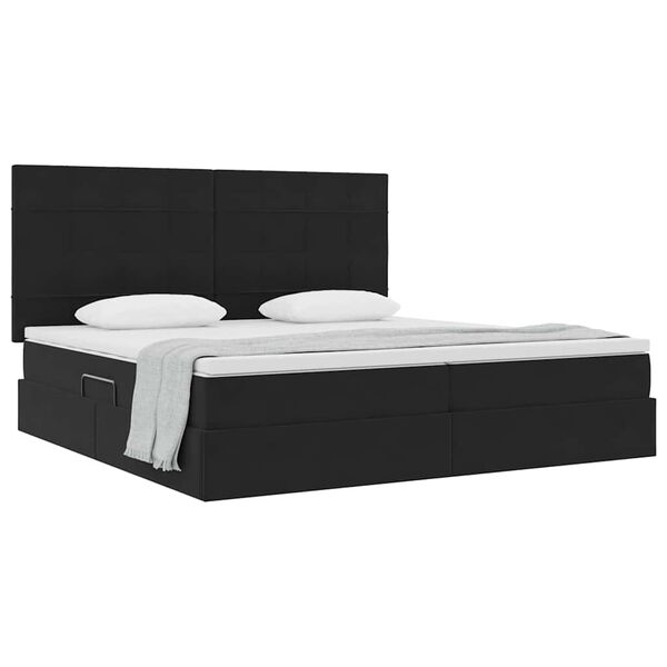vidaXL Lit avec rangement et matelas Noir 200 x 200 cm Velours