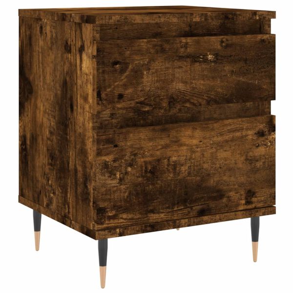 vidaXL Table de chevet ch&ecirc;ne fum&eacute; 40x35x50 cm bois d&rsquo;ing&eacute;nierie
