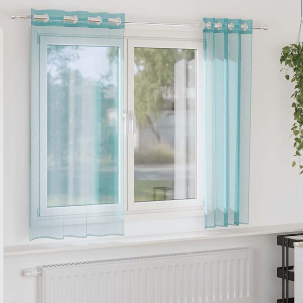 vidaXL Rideaux en voile avec &oelig;illets 2 pcs turquoise